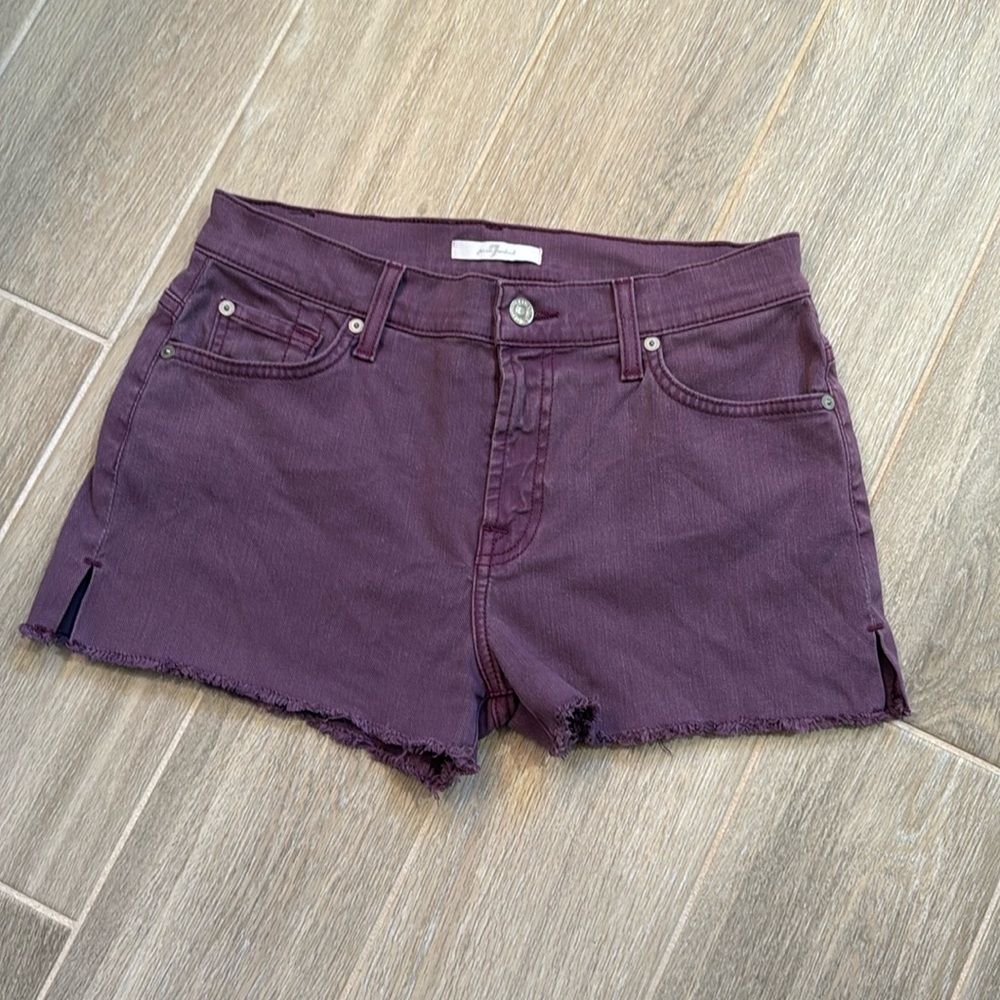 7 For All Mankind High Rise Purple Cutoff Shorts